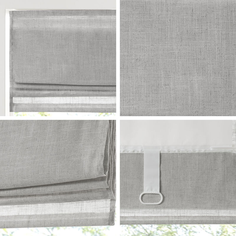 Gracie Mills Eulalie Cordless Lightweight Linen Blend Roman Shade - 27x64"