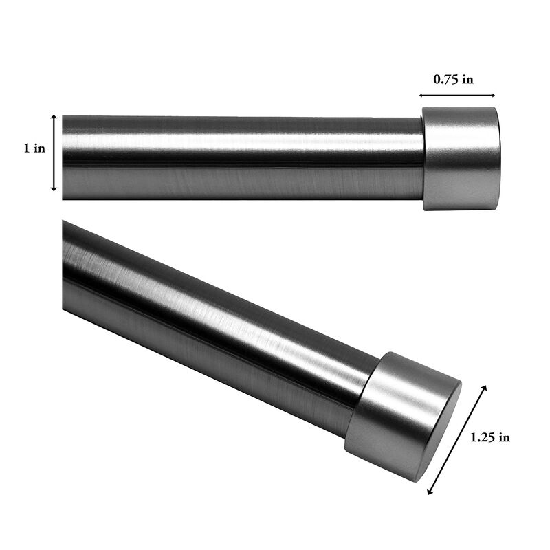 Esencial Kepi Curtain Rod Set, Adjustable Length From 72" to 144"