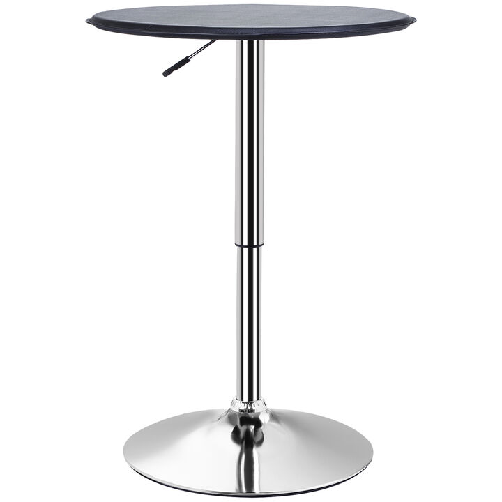 HOMCOM 25" Classic Round Adjustable Faux Leather Chrome Standing Bistro Table
