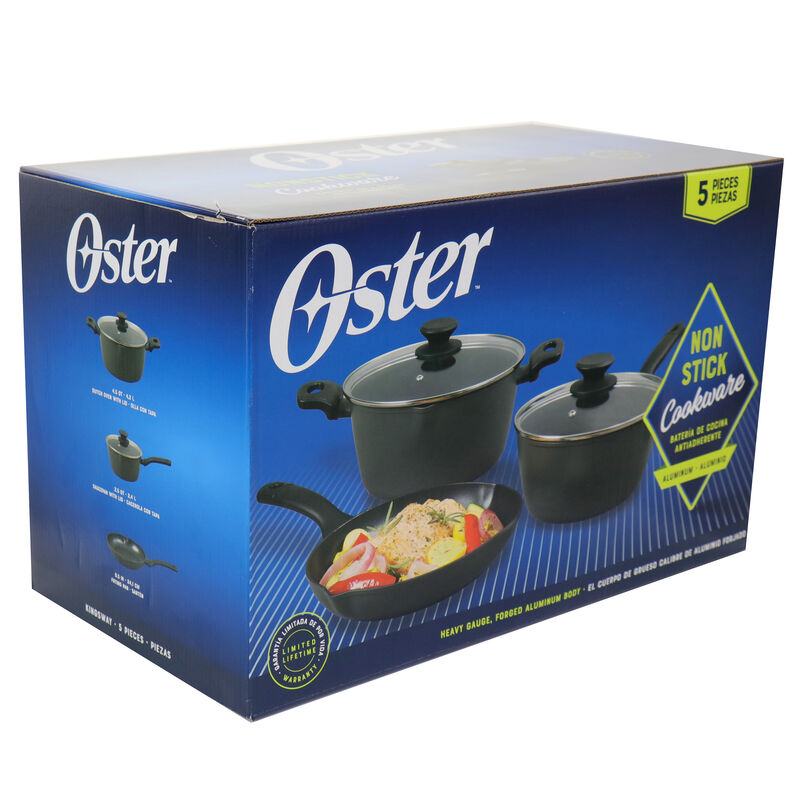 Oster Kingsway 5 Piece Aluminum Nonstick Cookware Set in Black