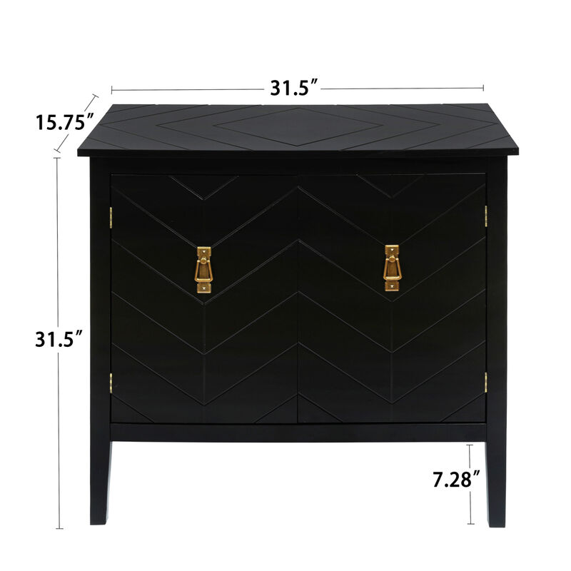 Vintage Black Wood 2-Door Cabinets