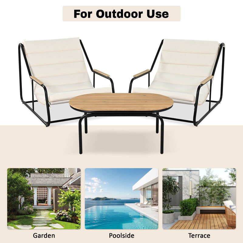 Merax Outdoor Chaise Lounge Chairs ans 1 Side Table