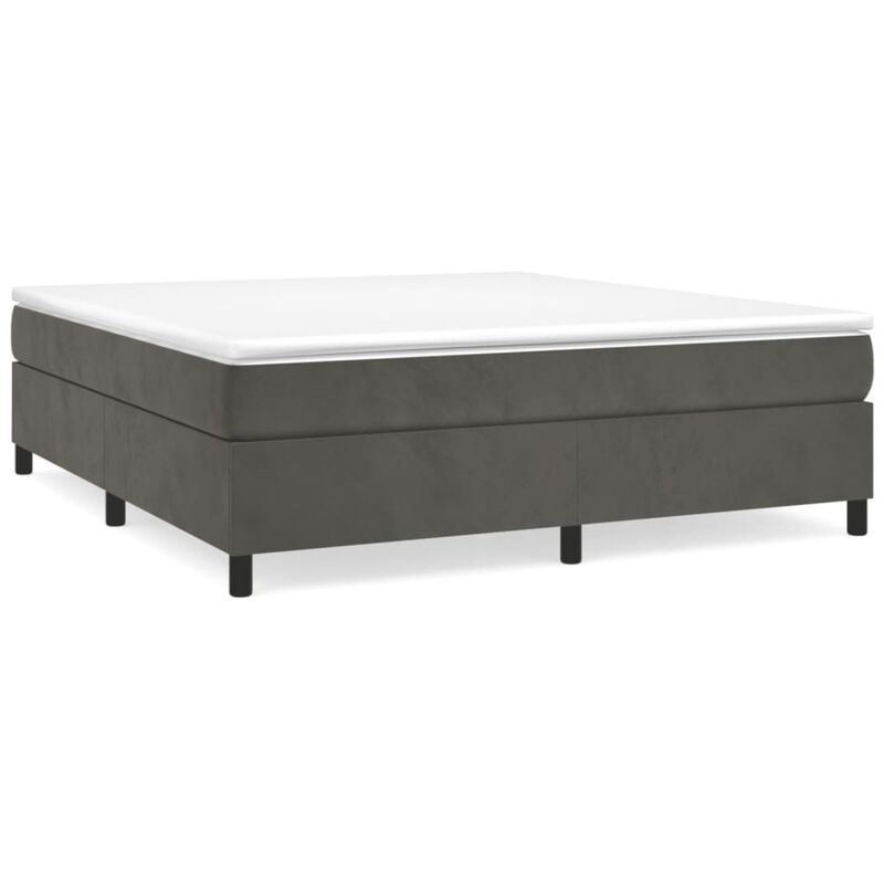 vidaXL King Sized Velvet Box Spring Bed Frame - Modern Style, Dark Gray, Simple Assembly Required, 81.1"x76"x13.8"