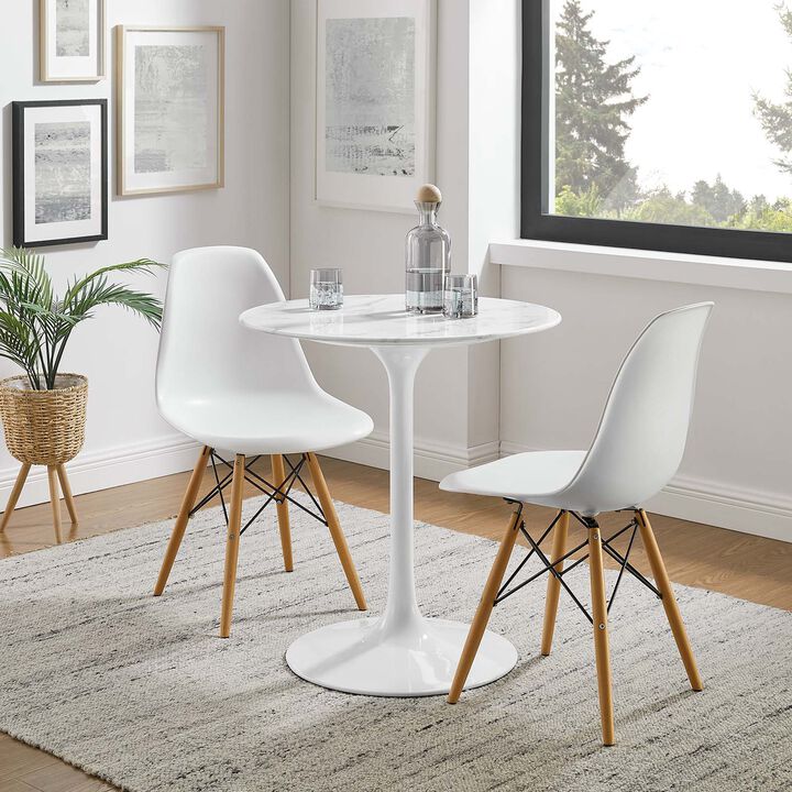 Modway - Lippa 28" Round Artificial Marble Dining Table White