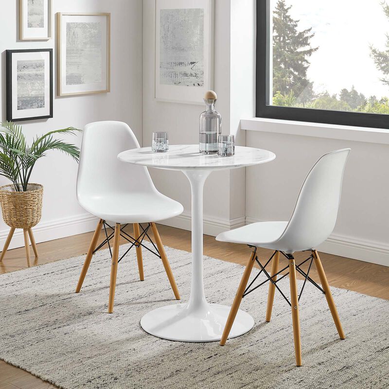Modway - Lippa 28" Round Artificial Marble Dining Table White