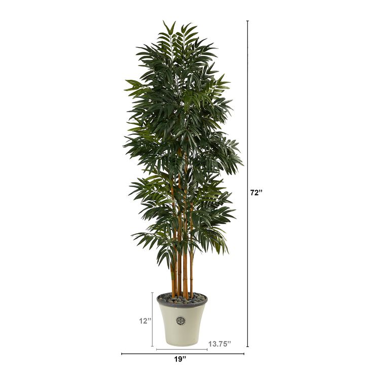 Hivvago 6 Feet Phoenix Artificial Palm tree in Decorative Planter