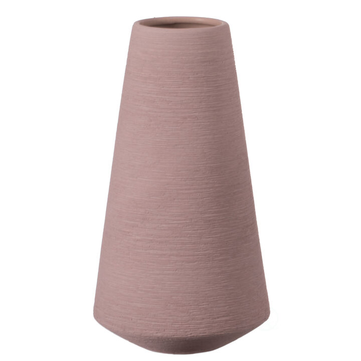 10 H Decorative Ceramic Round Cone Shape Centerpiece Table Vase Pink, Large