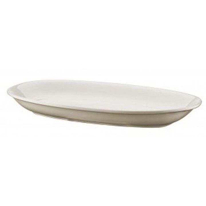 Gourmet 7.5" x 4.25" x h:1" Oval Warm White Porcelain Platter (Set of 2)