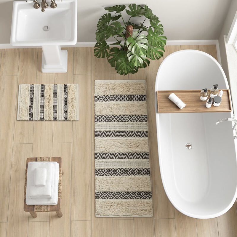 INK+IVY Woven Texture Stripe Bath Rug