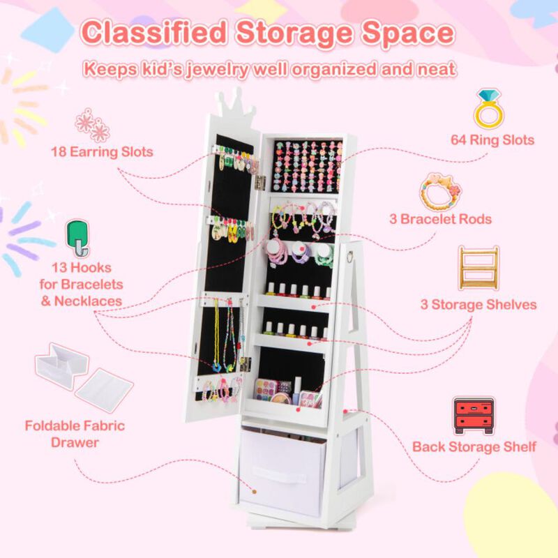 Hivvago Kids Jewelry Armoire Cabinet with Large Storage Capacity and Swivel Base