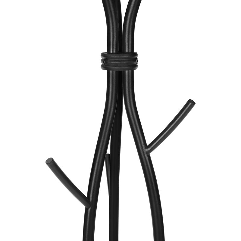 Monarch Specialties I 2062 Coat Rack, Hall Tree, Free Standing, 11 Hooks, Entryway, 74"H, Bedroom, Metal, Black, Contemporary, Modern