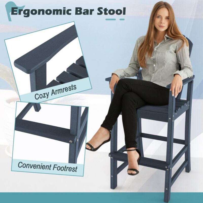 Hivvago 30 Inches Counter Height Outdoor HDPE Bar Stool with Armrests and Footrest
