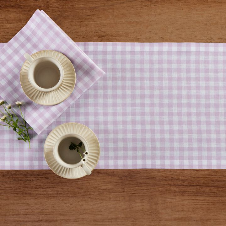 Solino Home 100% Pure Linen Table Runner | Gingham Check