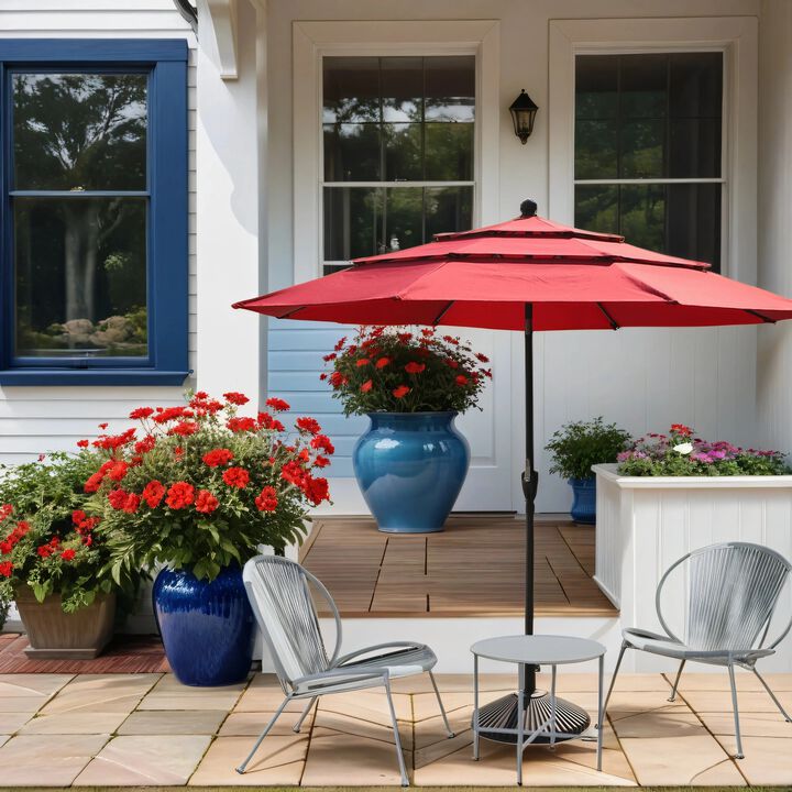 MONDAWE 3-Piece Patio Wicker Bistro Table Set Outdoor Shell Chair Side Table in Metal Frame with Footrest