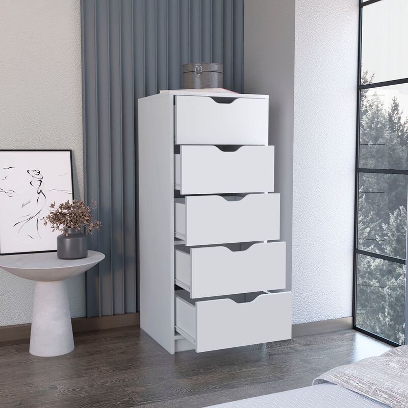 DEPOT E-SHOP Houma 5 Drawers Narrow Dresser, Slim Storage Chest of Drawers
