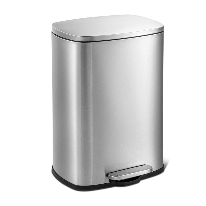 Step Pedal Stainless Steel Trash Can Durable Kitchen Waste Bin with Soft-Close Lid