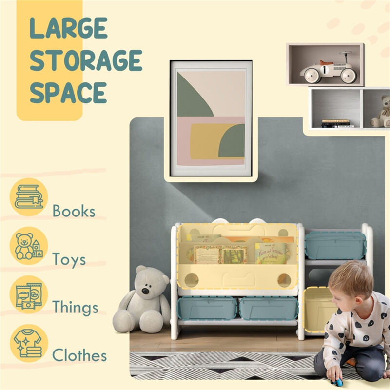 Kids Toy Storage Organizer Multi-Bin Shelf for Toys, Books & More