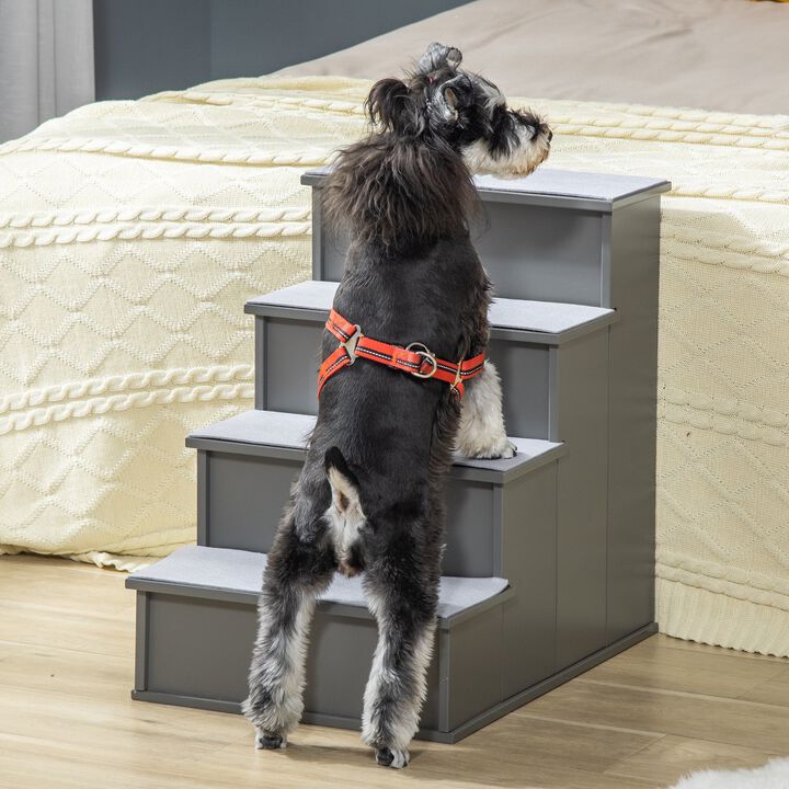 Grey Pet Accessibility: Small Dog Steps with Cushioned Cover for Couch