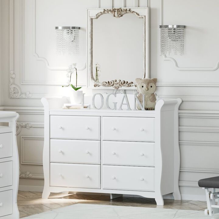 Storkcraft Avalon 6 Drawer Universal Double Dresser - White