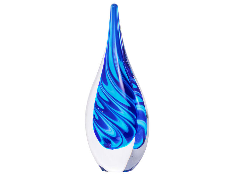 Hand Blown Swirl Wave Tear Drop Sommerso Art Glass Sculpture