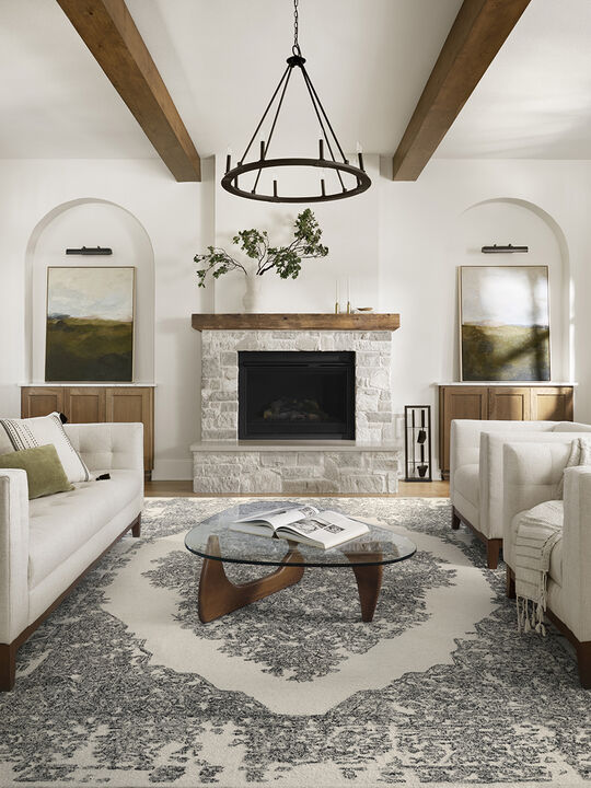 Annie ANN02 White/Black 18" x 18" Sample Rug