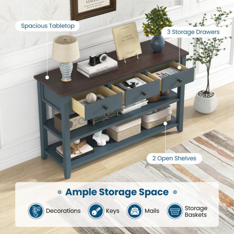 Hivvago 50 Inch Entryway Table Narrow Long Sofa Table with Drawers and Shelves