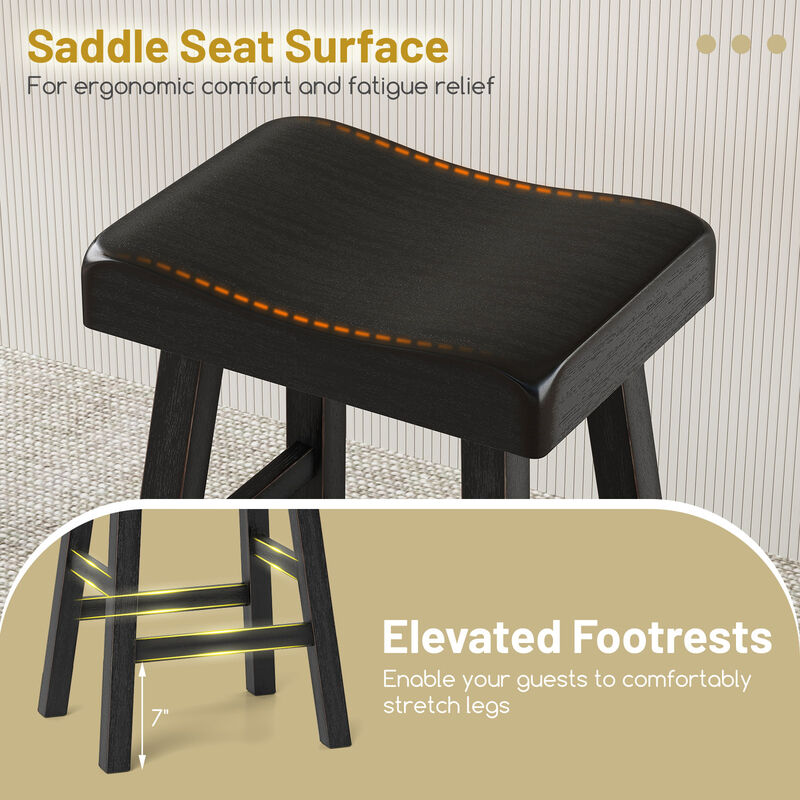 Counter Height Stools Set of 2 with Footrest for Restaurant Cafe Pub
