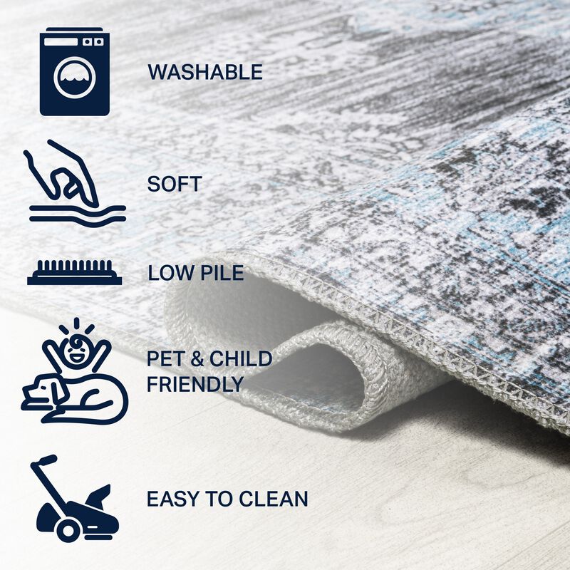 Bausch Bohemian Distressed Chenille Machine-Washable Area Rug