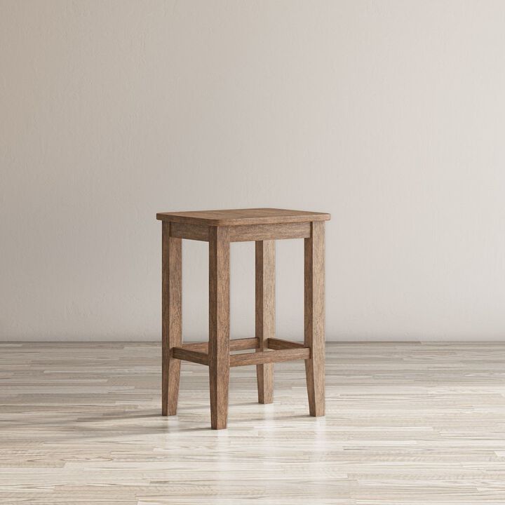 Jofran Eastern Tides Coastal Wire-Brushed Acacia Backless Counter Barstool (Set of 2)