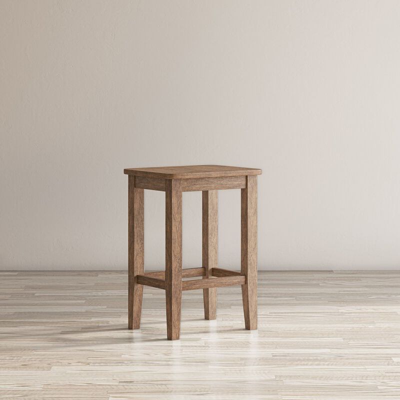 Jofran Eastern Tides Coastal Wire-Brushed Acacia Backless Counter Barstool (Set of 2)