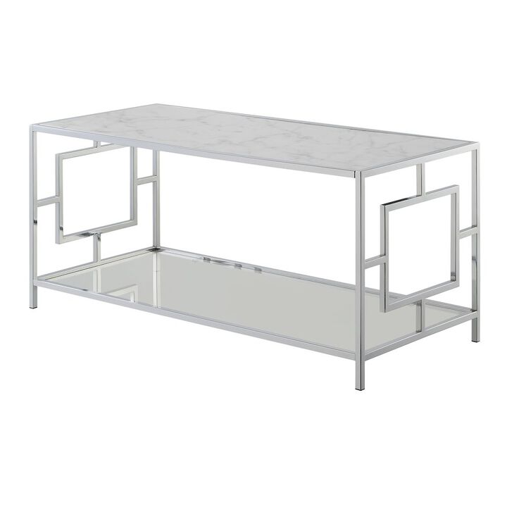Convenience Concepts Town Square Chrome Coffee Table with Shelf