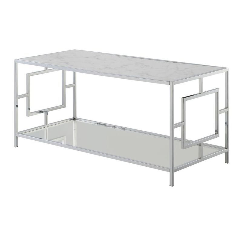 Convenience Concepts Town Square Chrome Coffee Table with Shelf