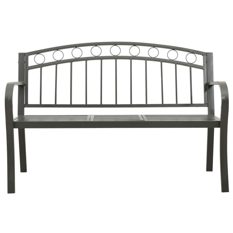 vidaXL Garden Bench with a Table 49.2" Steel Gray