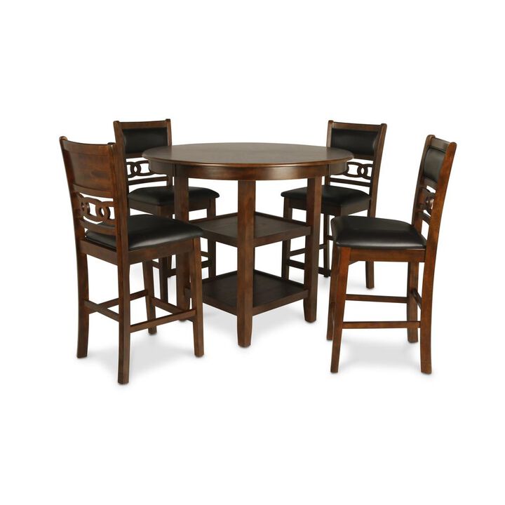 New Classic Furniture Furniture Gia 5-Piece Transitional Wood Dining Set in Brown