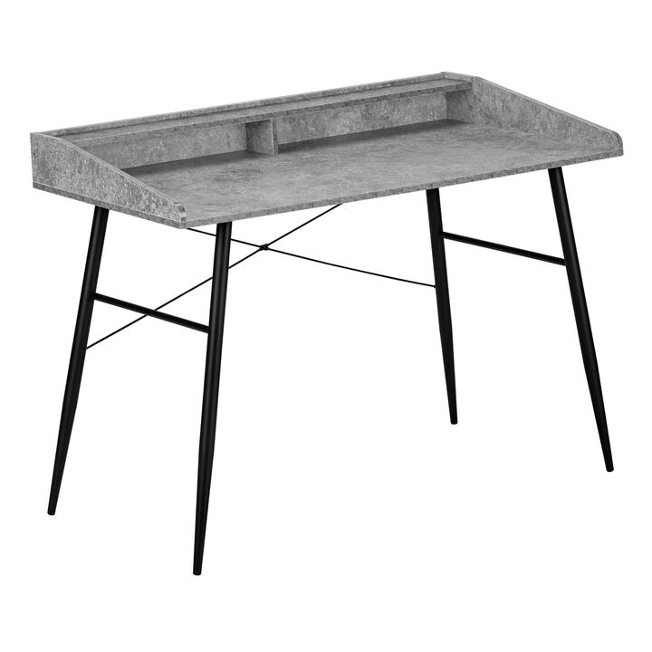 Monarch Specialties I 7540 Computer Desk, Home Office, Laptop, Storage Shelves, 48"L, Work, Metal, Laminate, Grey, Black, Contemporary, Modern
