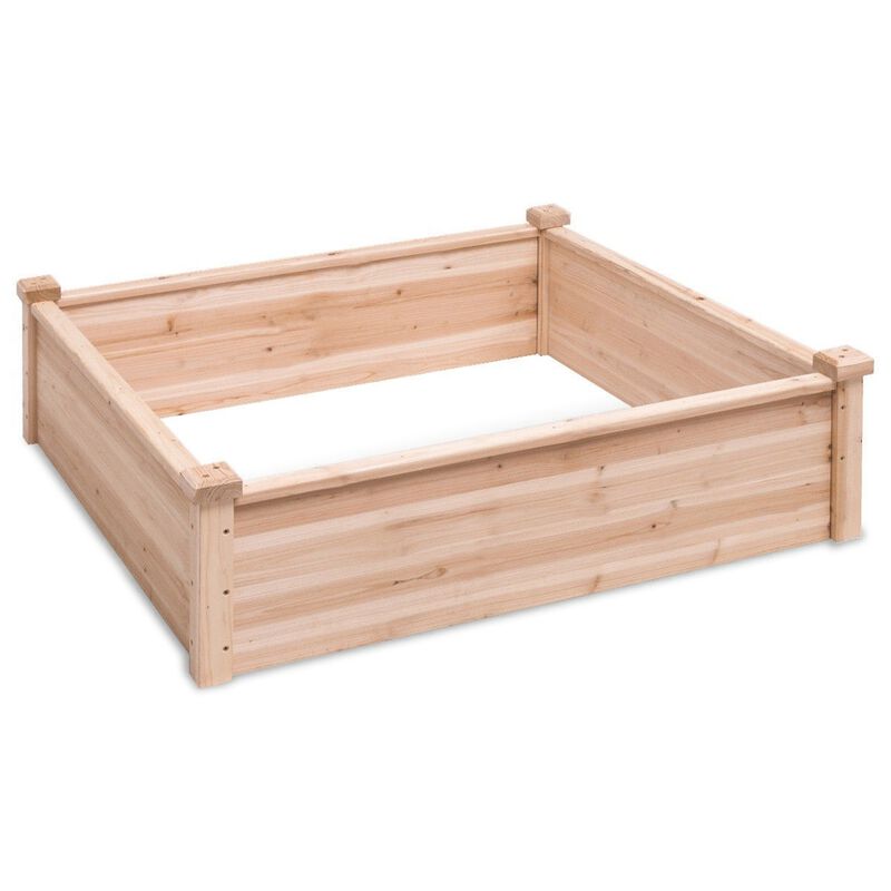 QuikFurn Solid Fir Wood 3.3 ft x 3.3 ft Raised Garden Bed Planter Box
