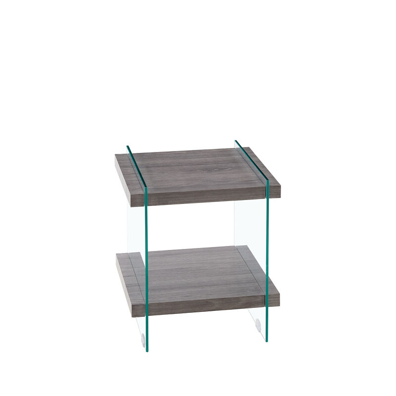 Streamdale Sleek Glass & MDF Side Table with Dual Shelves