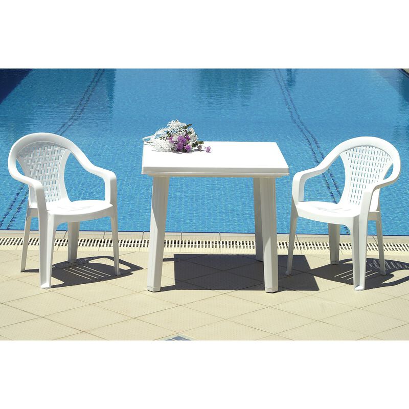 31" White Square Outdoor Patio Dining Table