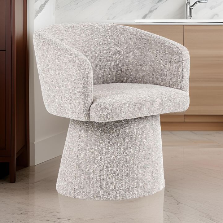 24 Inch Accent Dining Chair, Cushioned Seat and Windsor Back, Gray Linen - Benzara