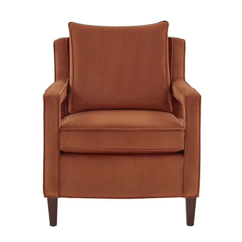 Comfort Pointe Questa Burnt Orange Velvet Accent Arm Chair