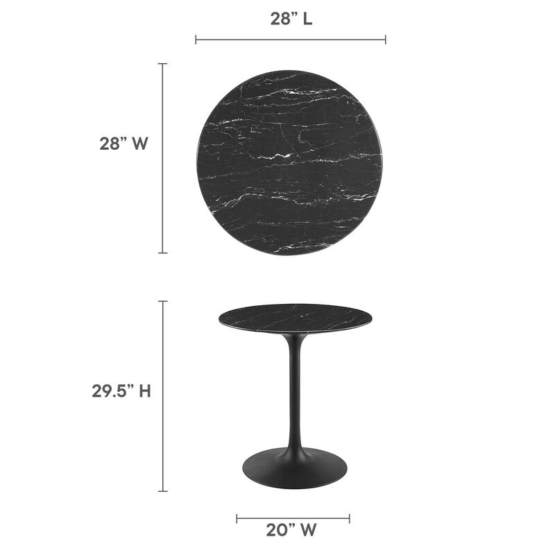 Modway - Lippa 28" Round Artificial Marble Dining Table Black Black