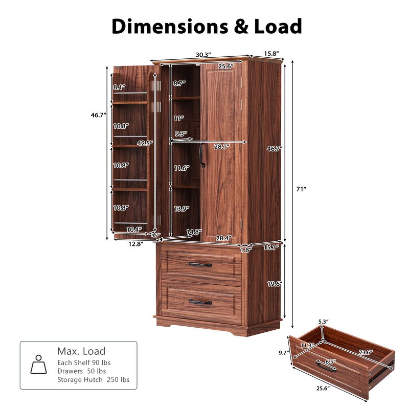 Merax Farmhouse Kitchen Pantry Cupboard Cabinet