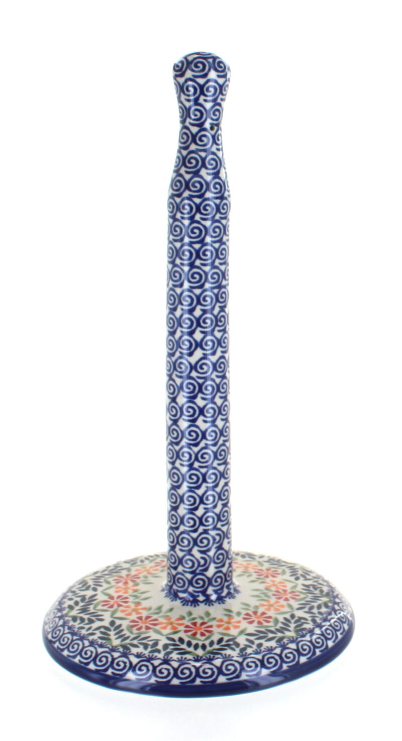 Blue Rose Polish Pottery Garden Bouquet Paper Towel Holder