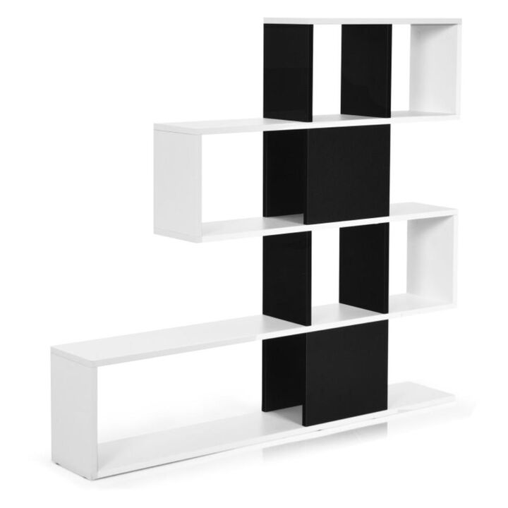 Hivvago 5-Tier Bookshelf Corner Ladder Bookcase with Storage Rack