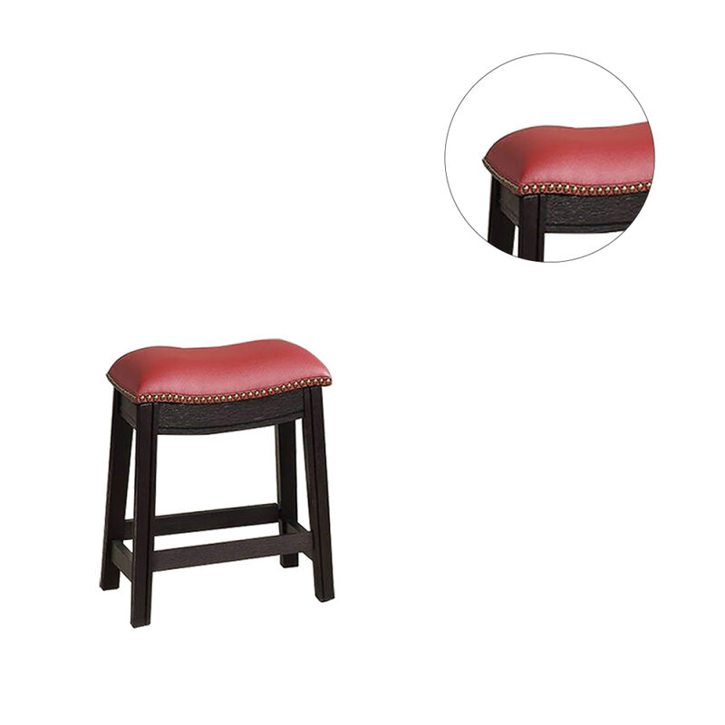 Burgundy PU Upholstery Stool, Set Of 2