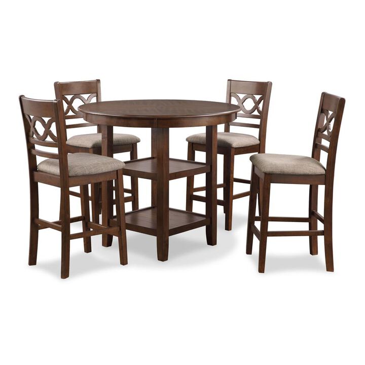 New Classic Furniture Furniture Cori 5-Piece Solid Wood Counter Set in Brown