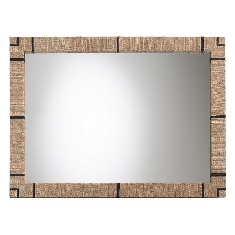 bali & pari Mirai Bohemian Woven Grasscloth Rectangle Accent Mirror