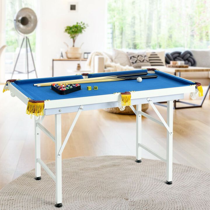 47-Inch Folding Billiard Table with Cues, Brush, and Chalk for Easy Storage