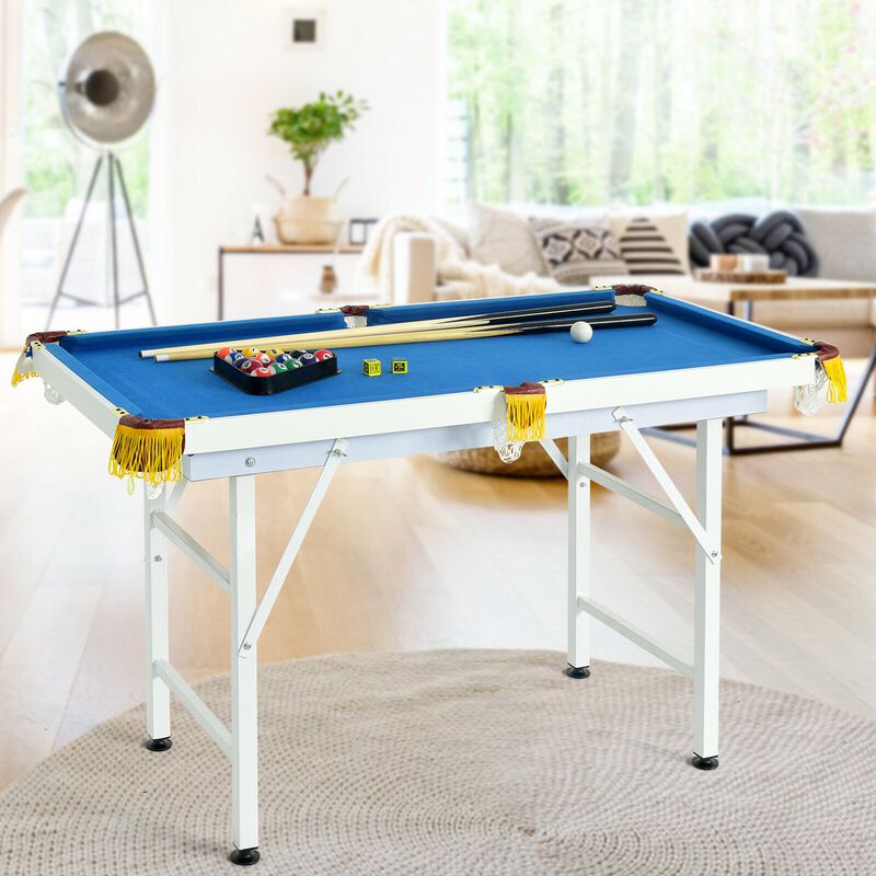 47-Inch Folding Billiard Table with Cues, Brush, and Chalk for Easy Storage