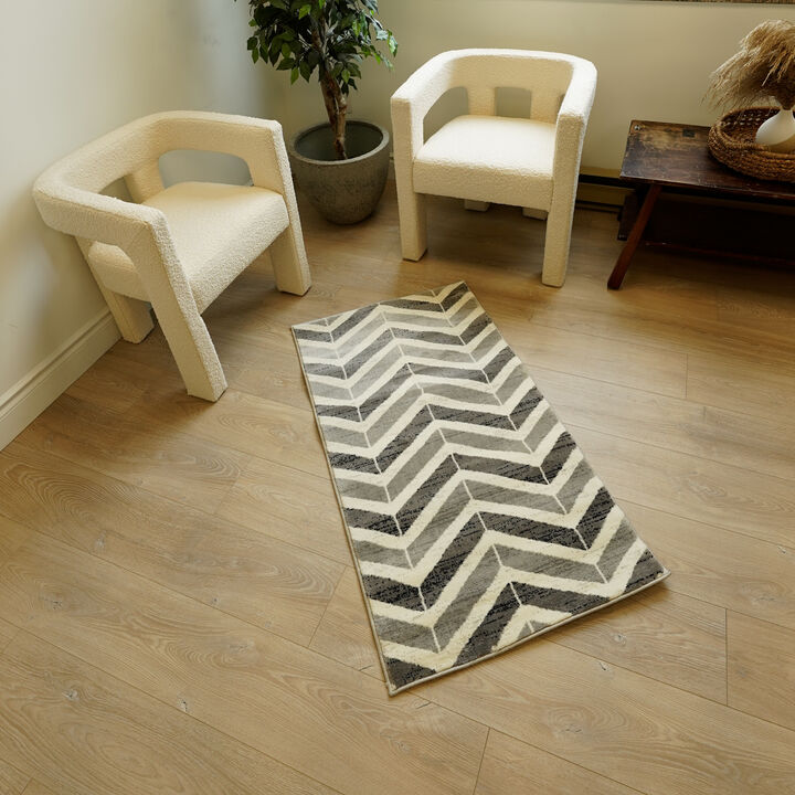 Montage Modern Geometric Wave Grey Beige Indoor Area Rug